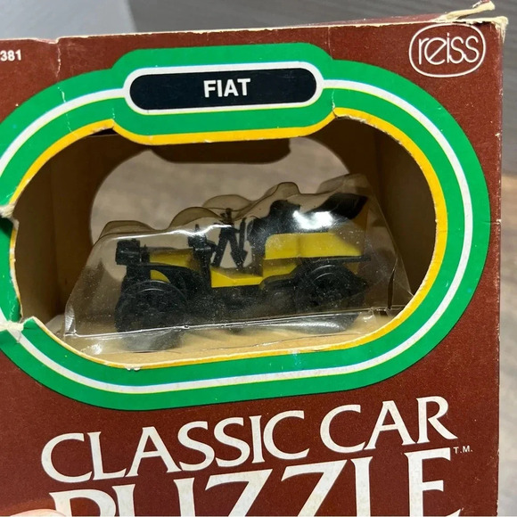 Vintage 1976 Reiss Classic Car Puzzle Yellow Fiat Style #381 New Sealed - Picture 2 of 7